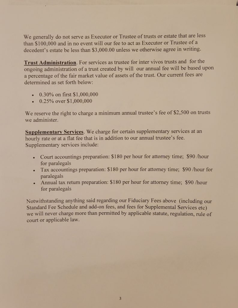 Executor and Trustee Fees p 3