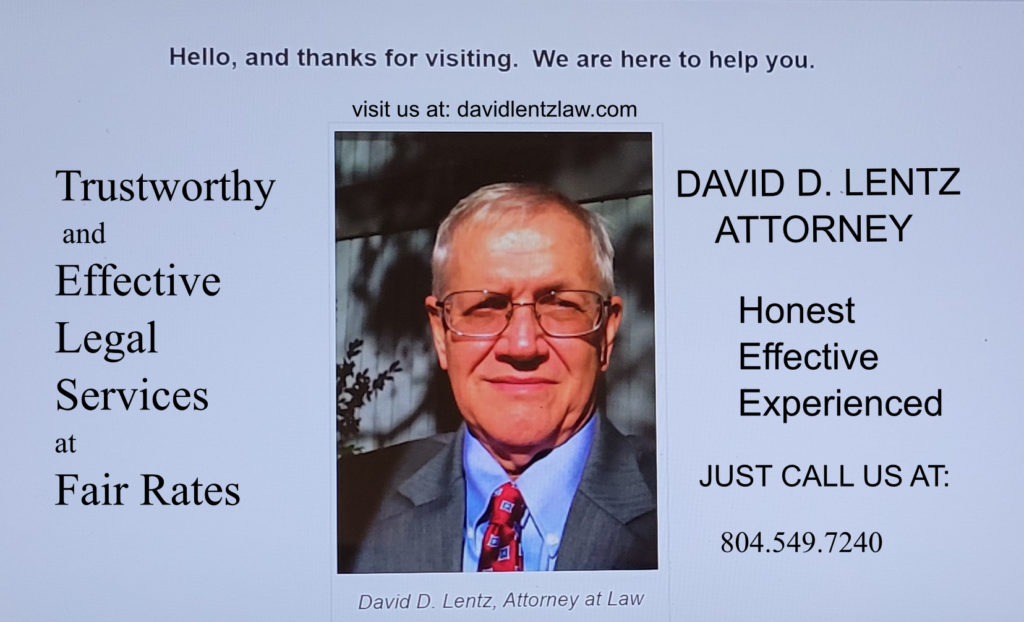 Attorney David D Lentz Richmond Virginia